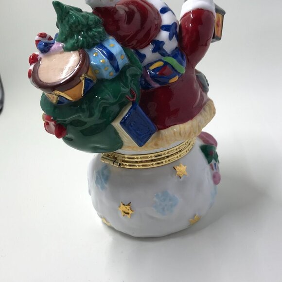 Vintage Christmas Holiday Hinged Trinket box for presents or decoration - Picture 5 of 11